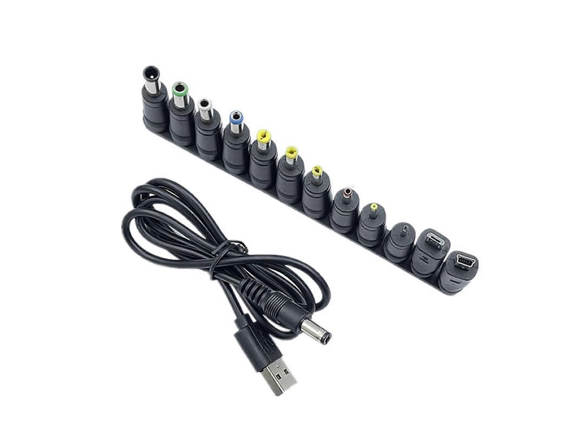 Kit De Cabo Usb Para Dc 5,5 X 2,1 Mm, 5v, 12 Adaptadores Intercambiáveis