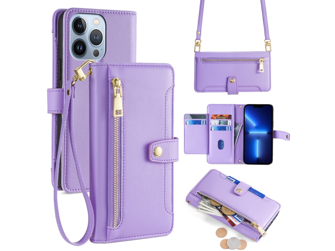 Capa Pega Inch Para Iphone 13 Pro Pele Sintética Anti-choque Roxo