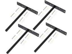 Conjunto Com 4 Suportes De Prateleira De Parede Invisíveis Em Formato De T.
