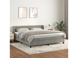 Vidaxl Cama Com Molas/colchão 180x200 Cm Veludo Cinzento-claro