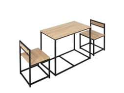 Conjunto de mesa de jantar com 2 cadeiras, para cozinha e sala de estar, em carvalho, ideal para espaços pequenos.
