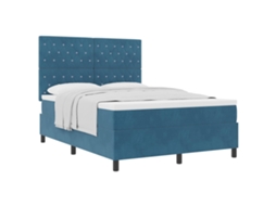 Cama Box com Colchão Azul Escuro 140 X 190 Cm Veludo MAISON EXCLUSIVE