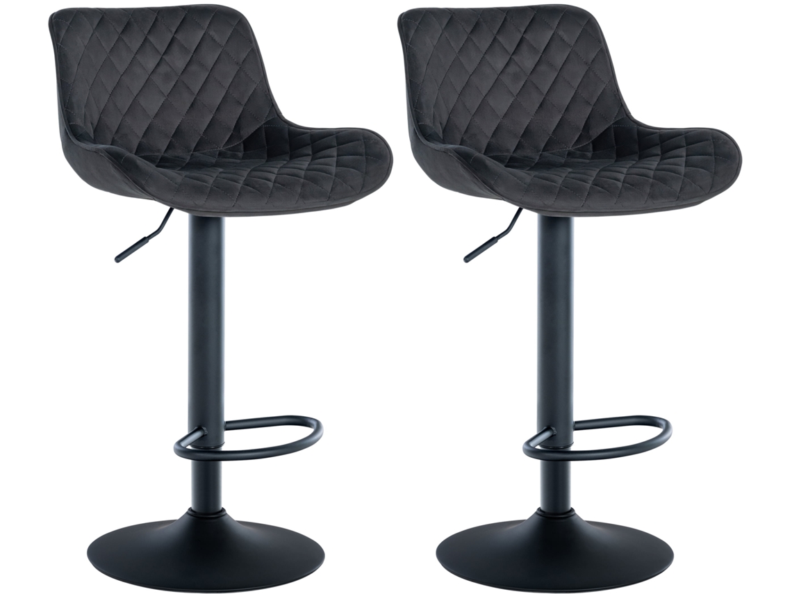 Conjunto de 2 bancos de bar Minosa preto/veludo CLP