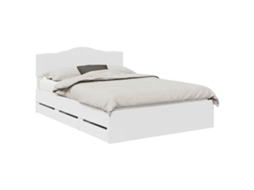 Estrutura de Cama Branco 140 X 190 cm Madeira de Engenharia