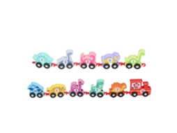 Conjunto De Trem De Madeira Com Blocos Coloridos Dinossauros Brinquedo Educativo Para Crianças 3+