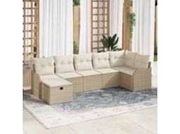 Vidaxl Conjunto De Sofá De Jardim 7 Pcs Bege Rattan Sintético