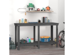Vidaxl Banco De Trabalho 140x50x80 Cm Pinho Maciço Cinza