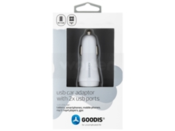 Adaptador de Isqueiro GOODIS 2 USB 5V 1A + 2.4A Branco