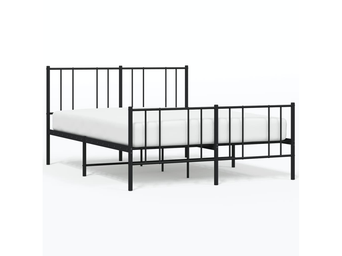 Bed Frame, Bed Frames Vidaxl Preto Aço (150 X 200 Cm)