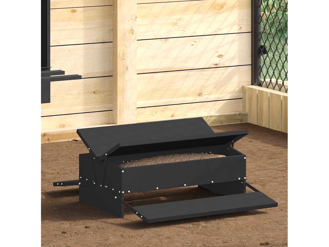 Vidaxl Comedouro De Pedal Para Frango Preto 75 X 53 X 20,5 Cm
