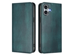 Capa Tipo Carteira Para Iphone 16 Plus, Textura Retrô, Com Bloqueio Rfid, Em Couro