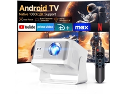 Projetor 8k Smart Mini Portátil Projetors Com Wifi 6, Bluetooth 5.4, 600 Ansi, Foco Automático, Rotação 180° E Android,ideal Para Cinema Em Casa