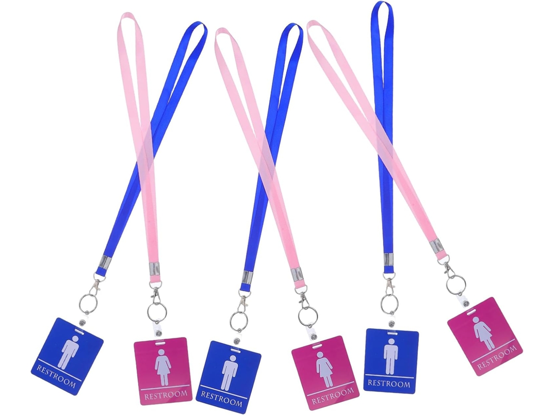 Conjunto De 6 Cordões Pvc Crachás Acesso Ao Banheiro Com Porta Crachá Seguro E Reutilizável Alunos Professores Em