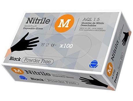 HERBI FEET Guantes Nitrilo Gentle Touch Negro 100 Unidades