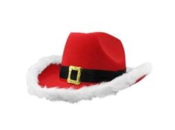 Chapéu de Papai Noel vermelho com luzes de LED para acessórios de fantasia de Halloween