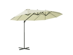 Sombrilla Doble De 270x445x260 Cm Parasol Grande Inclinable Con Manivela Para Abrir Y Cerrar Fácil Color Beige