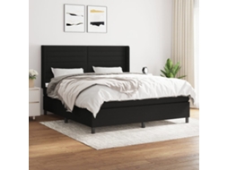 Cama Com Molas/colchão 180x200 Cm Tecido Preto