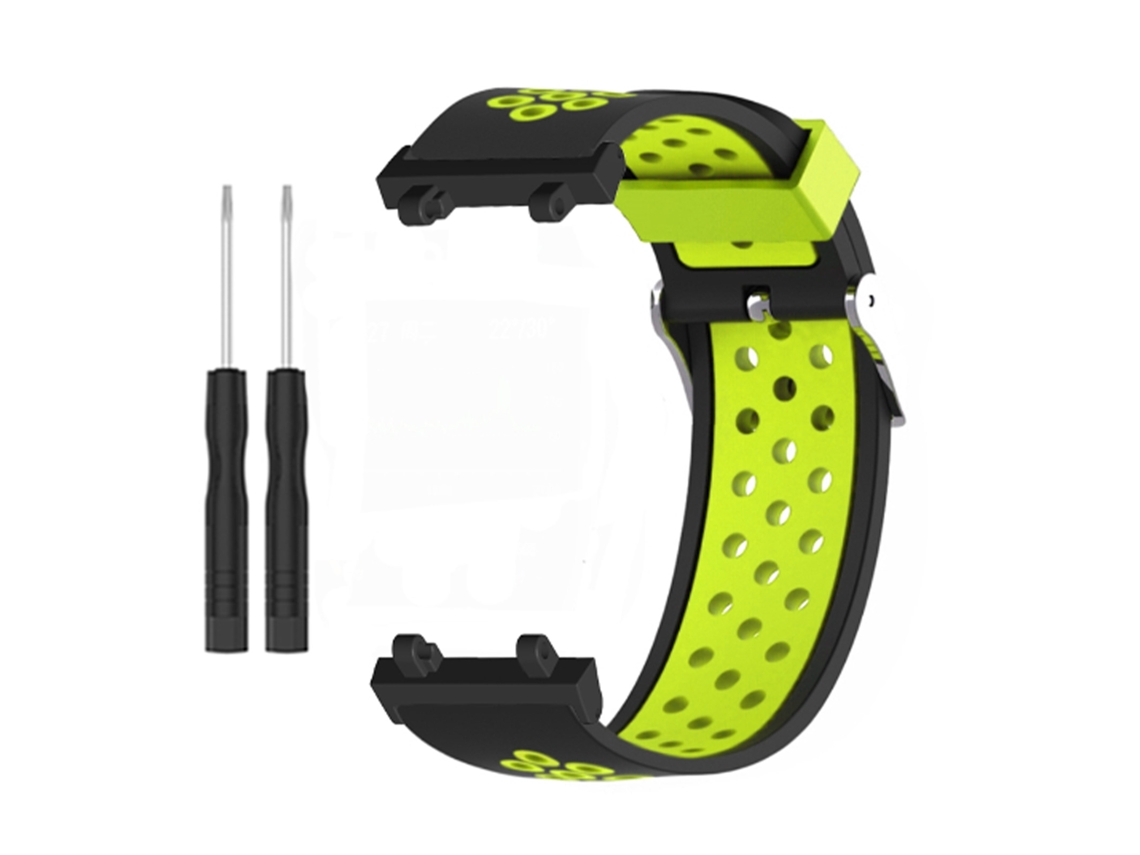Pulseira de Silicone Macia para Amazfit Active Edge A2212 com Fivela de Pino Verde Preto