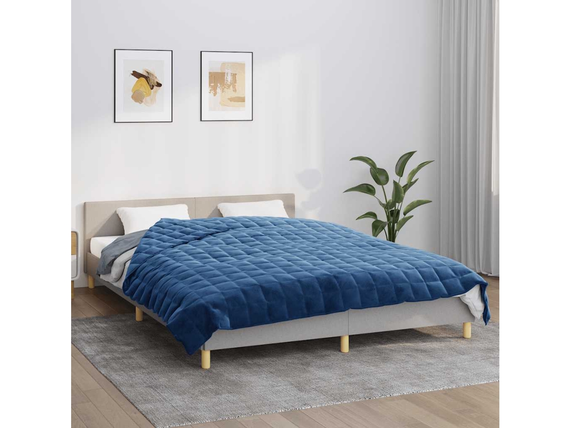Vidaxl Manta Pesada 11 Kg 220x235 Cm Tecido Azul