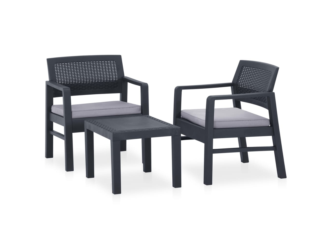 Conjunto de 3 Lounge de Jardim com Almofadões Plástico Cinzento MAISON EXCLUSIVE