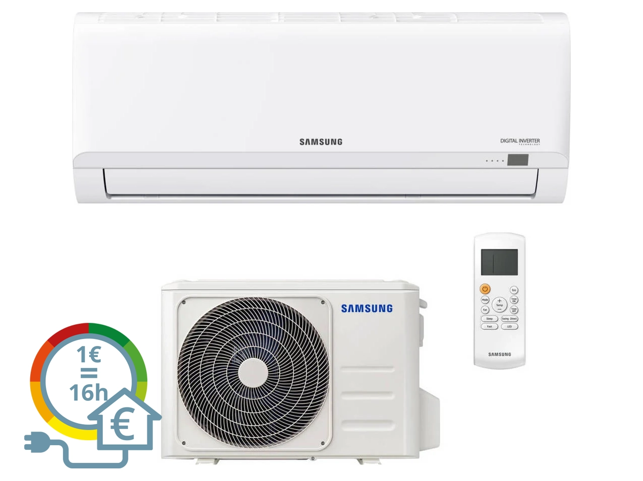 Ar Condicionado SAMSUNG AR09TXHQBWK (18 m² - 9000 BTU - Branco)