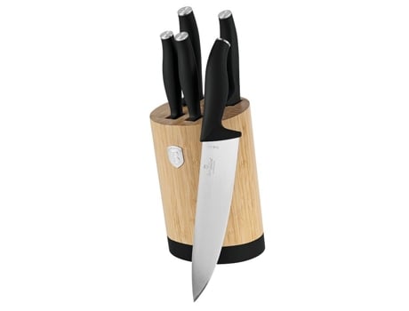 Conjunto De Facas Berlingerhaus Com Suporte Bamboo 6 Pcs Coleção Matte Black Bh 2753