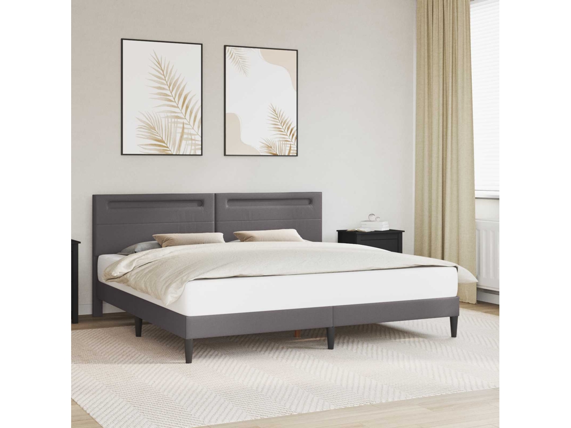 Vidaxl Estrutura Da Cama Cinzento 200 X 200 Cm Couro Sintético