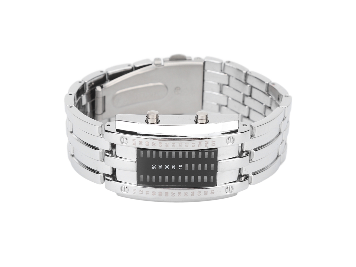 Relógio Led Masculino Resistente À Água Com Pulseira Prateada