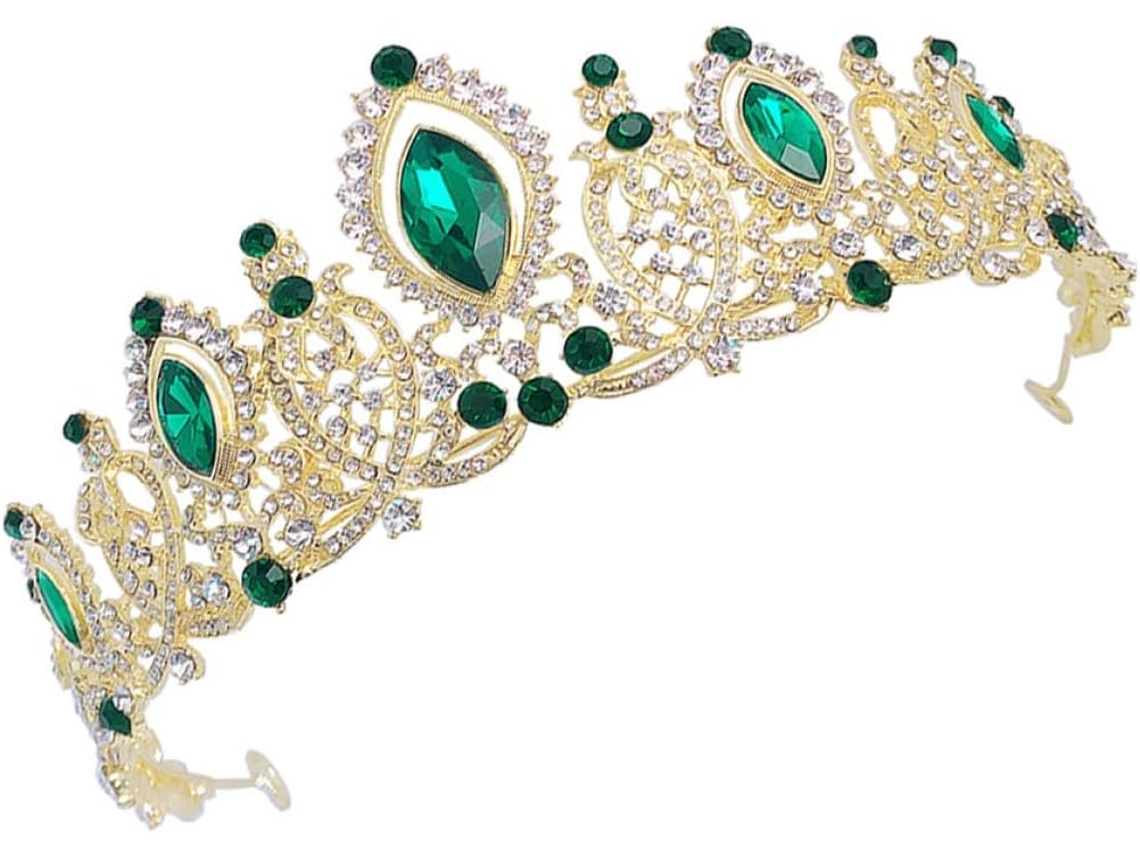 Tiara De Noiva Elegante Ciieeo Em Cristal Verde Com Strass Brilhantes, Liga De Zinco, Acessórios