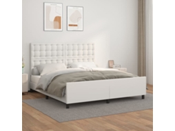 Estrutura Cama C/ Cabeceira 160x200 Cm Couro Artificial Branco
