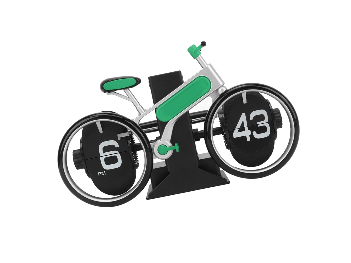 Primerox relógio Flip de Bicicleta Mecânico Retro para Mesa Alivio de Estresse Verde 12h