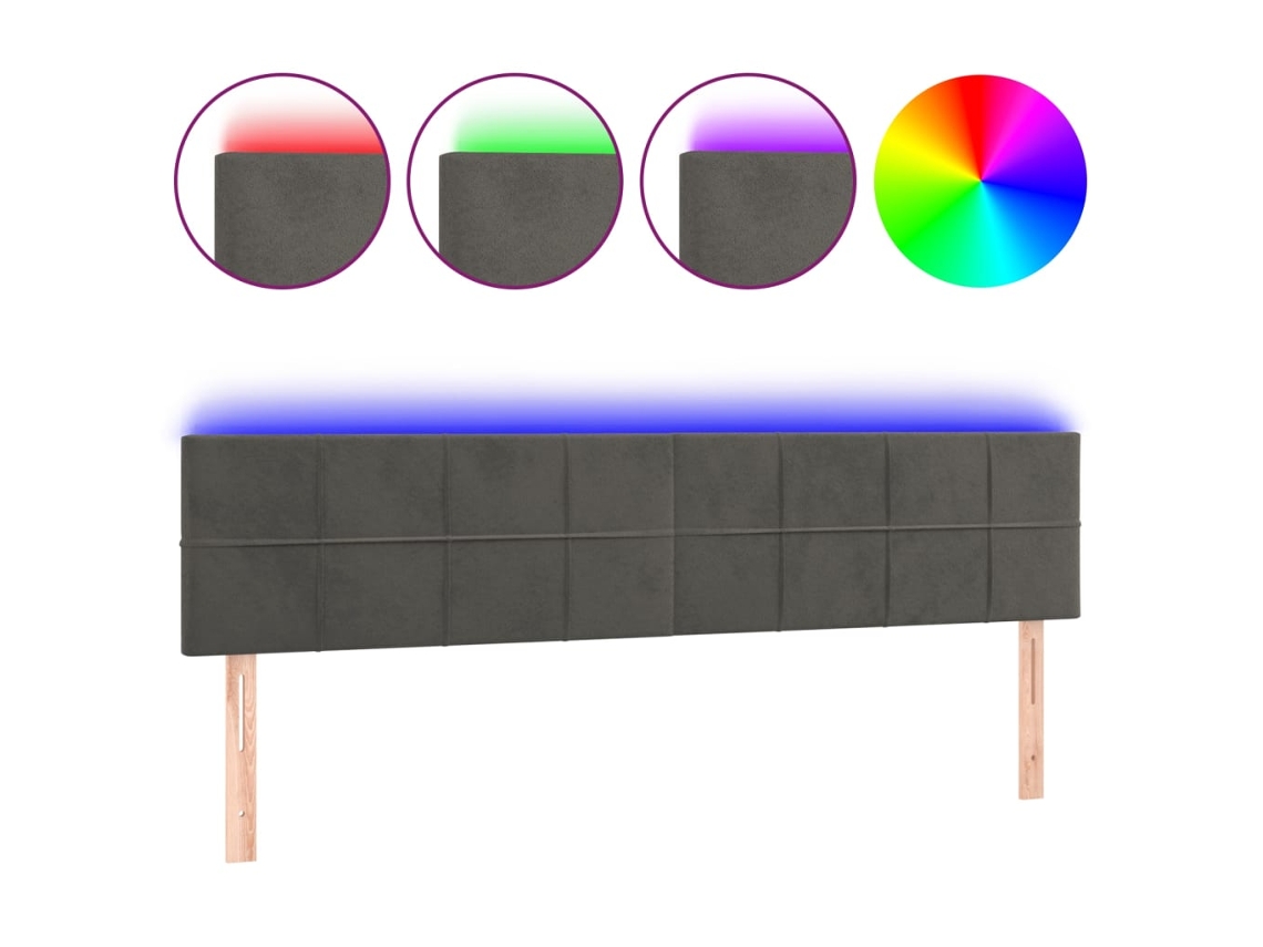 Conjunto de 2 Cabeceiras de Cama com Luzes Led Veludo Cinza Escuro MAISON EXCLUSIVE (180x5x78 cm)