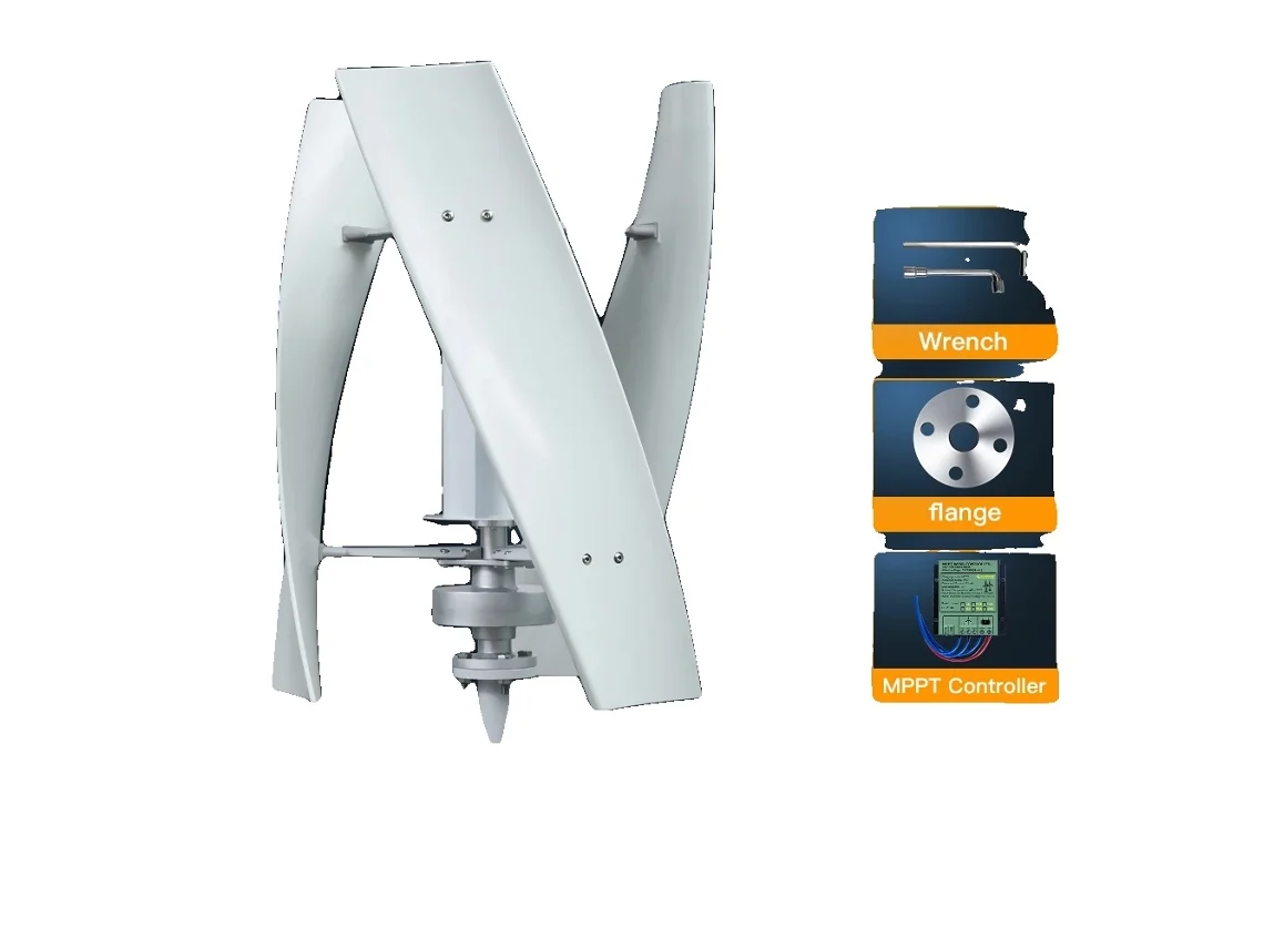 Turbina Eólica Vertical, Alta Eficiência, Baixo Ruído, Branca, 12v, Controlador Mppt Gratuito, 5000w, Controlador Mppt Gratuito, 5000w, 48v