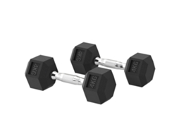 Conjunto de 2 Halteres Hexagonais (borracha, Aço Preto)