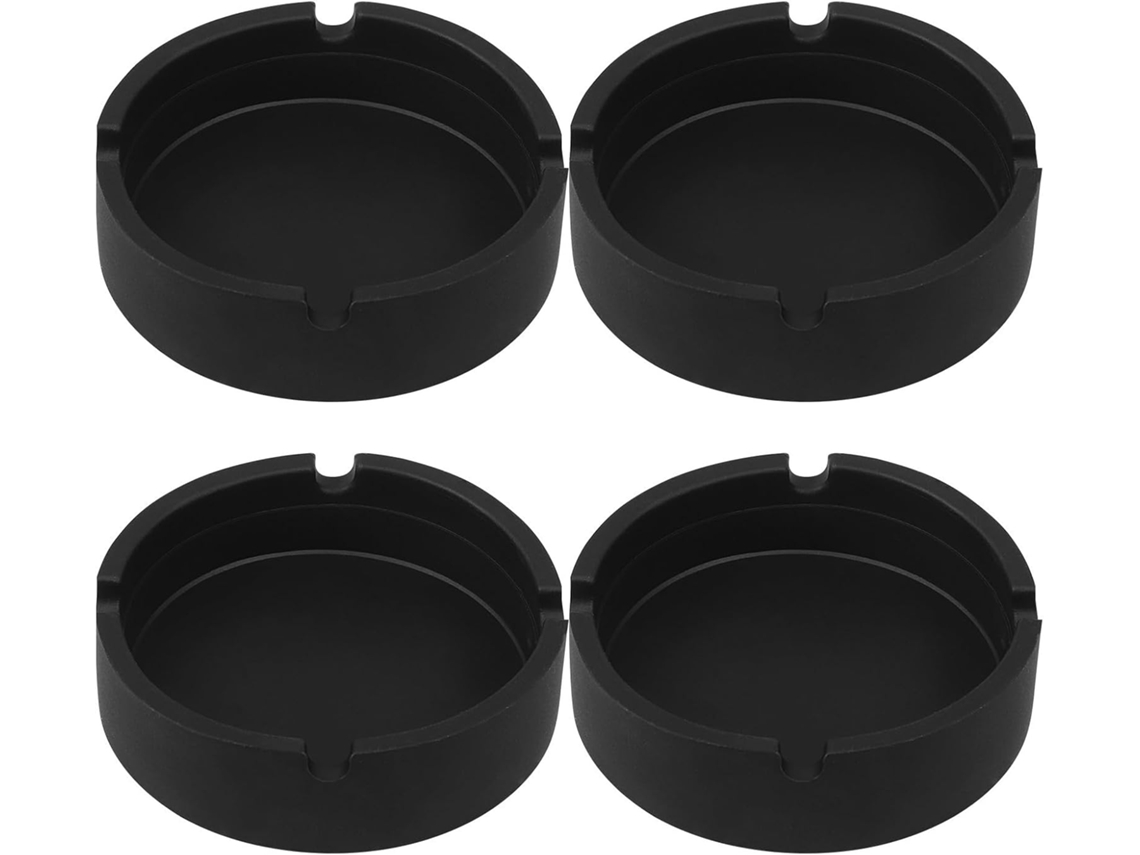 Cinzeiro Redondo Silicone Bordas Lisas Conjunto 4 Peças Preto Fácil Limpar Design Simples Decoração Centro GOKOCO