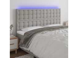 Vidaxl Cabeceira De Cama C/ Led Tecido 160x5x118/128 Cm Cinza-claro