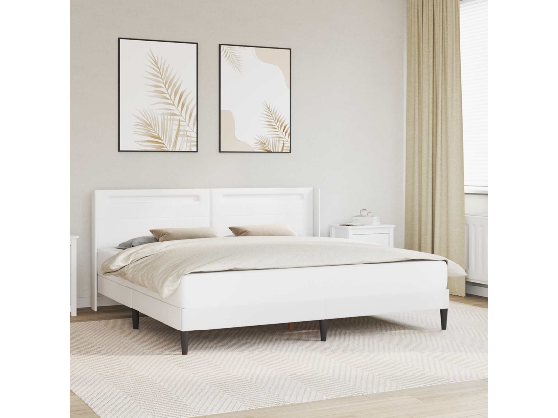 Vidaxl Estrutura da Cama Branco 200 X200 Cm Couro Sintético