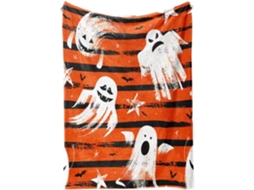 Manta Syjym Halloween com Estampa Digital de Abóbora e Lanterna em Flanela para Cochilar Ou Relaxar Ambiente a