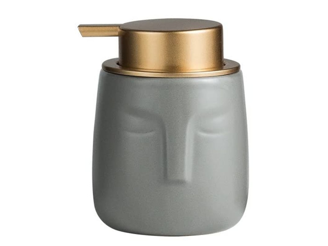 Dispensador de sabonete de cerâmica 2026 com design de figura humana, antifurto e antimofo, cinza.