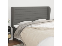 Vidaxl Cabeceira Cama C/ Abas Tecido 183x23x118/128 Cm Cinzento-escuro