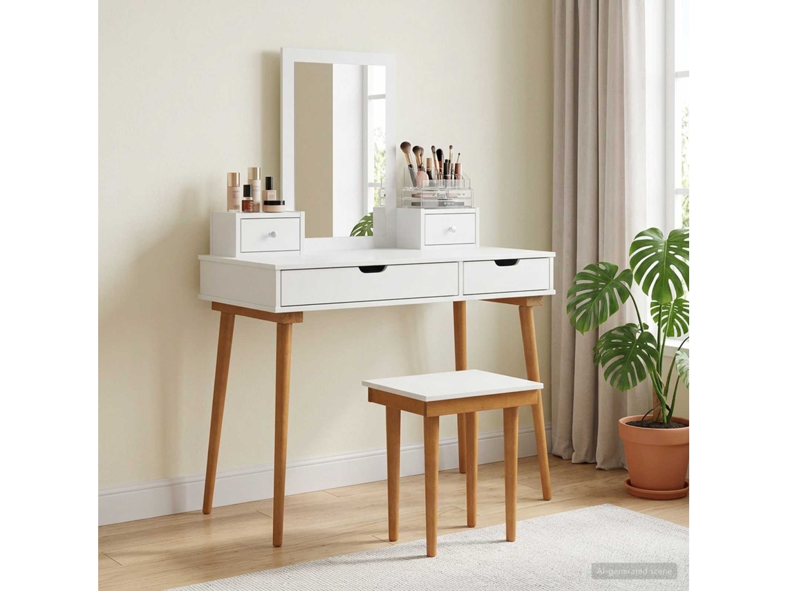 Vidaxl Conjunto De Mesa De Vestir Fauske 5 Unid. Branco