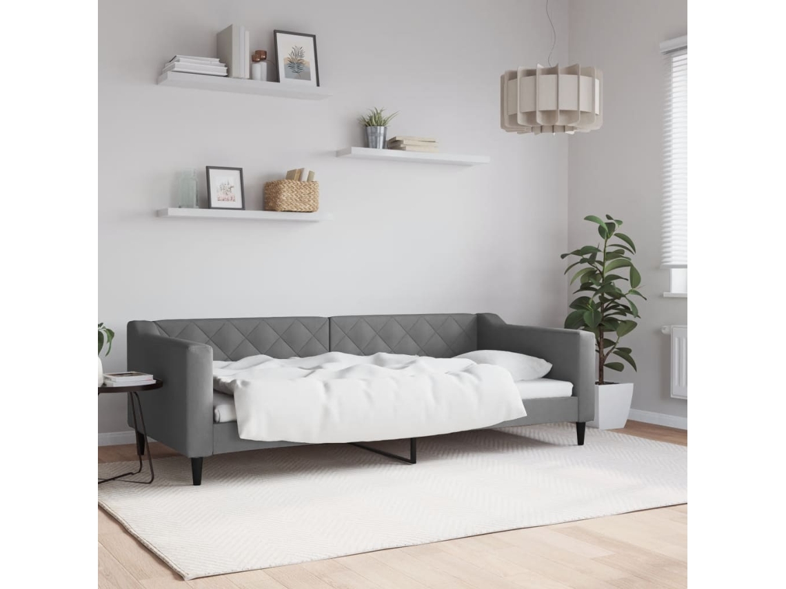Vidaxl Sofá-cama 90x200 Cm Tecido Cinzento-escuro