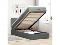 Vidaxl Cama Otomana Com Colchão 90x200 Cm Tecido Cinzento Escuro