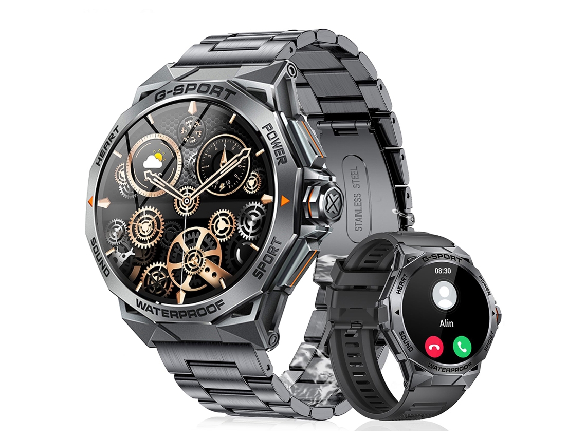 Relógio Inteligente Masculino Estilo Militar (para Atender/fazer Chamadas) Tela Amoled De 1,43 Polegadas