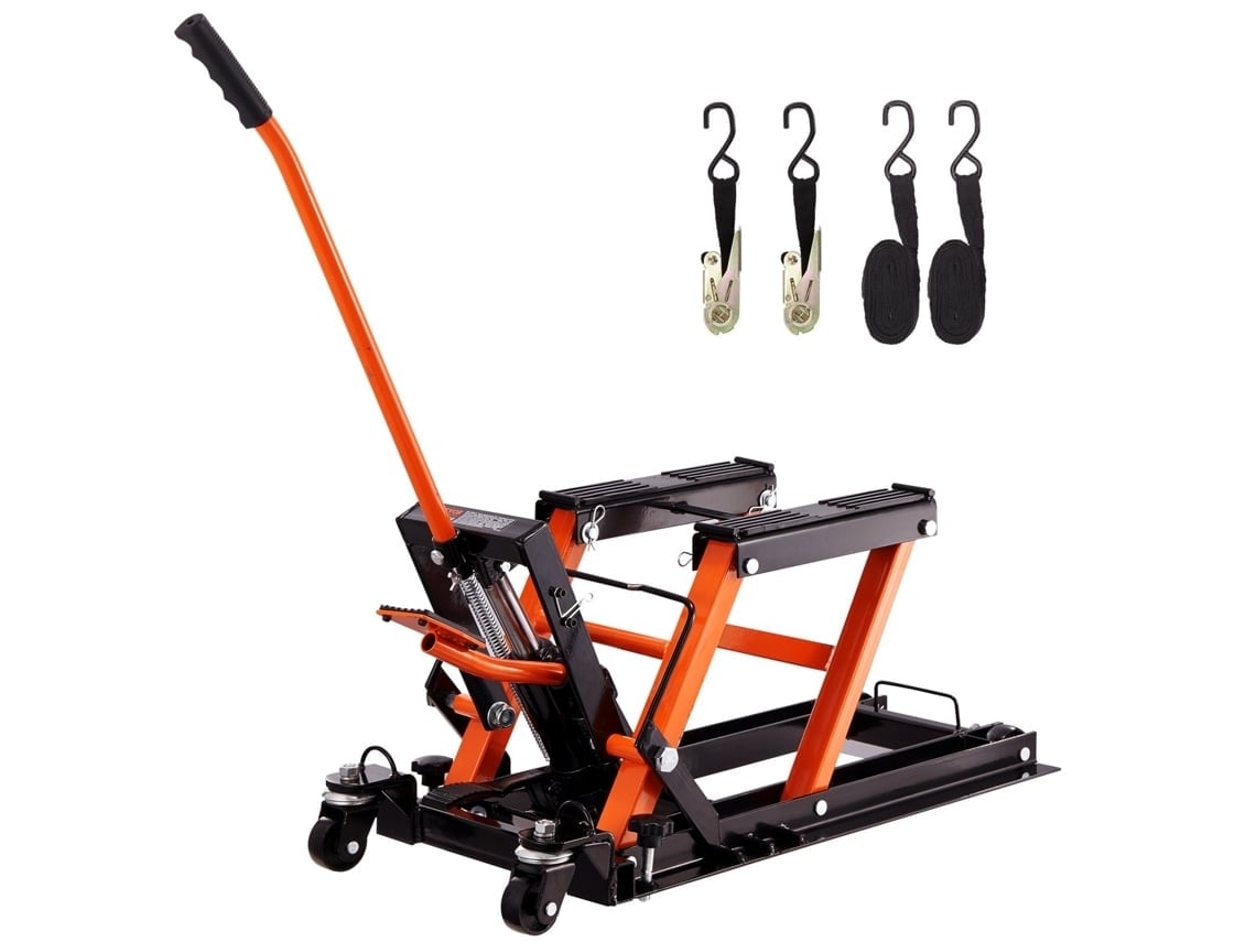 Macaco de Bomba Hidráulica para Motocicleta VEVOR 1500 Lbs Atv Suporte para Bicicleta Suja (Outlet Grade A)