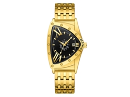 Relógio de Quartzo Masculino MDUG com design esqueleto prateado dourado e branco