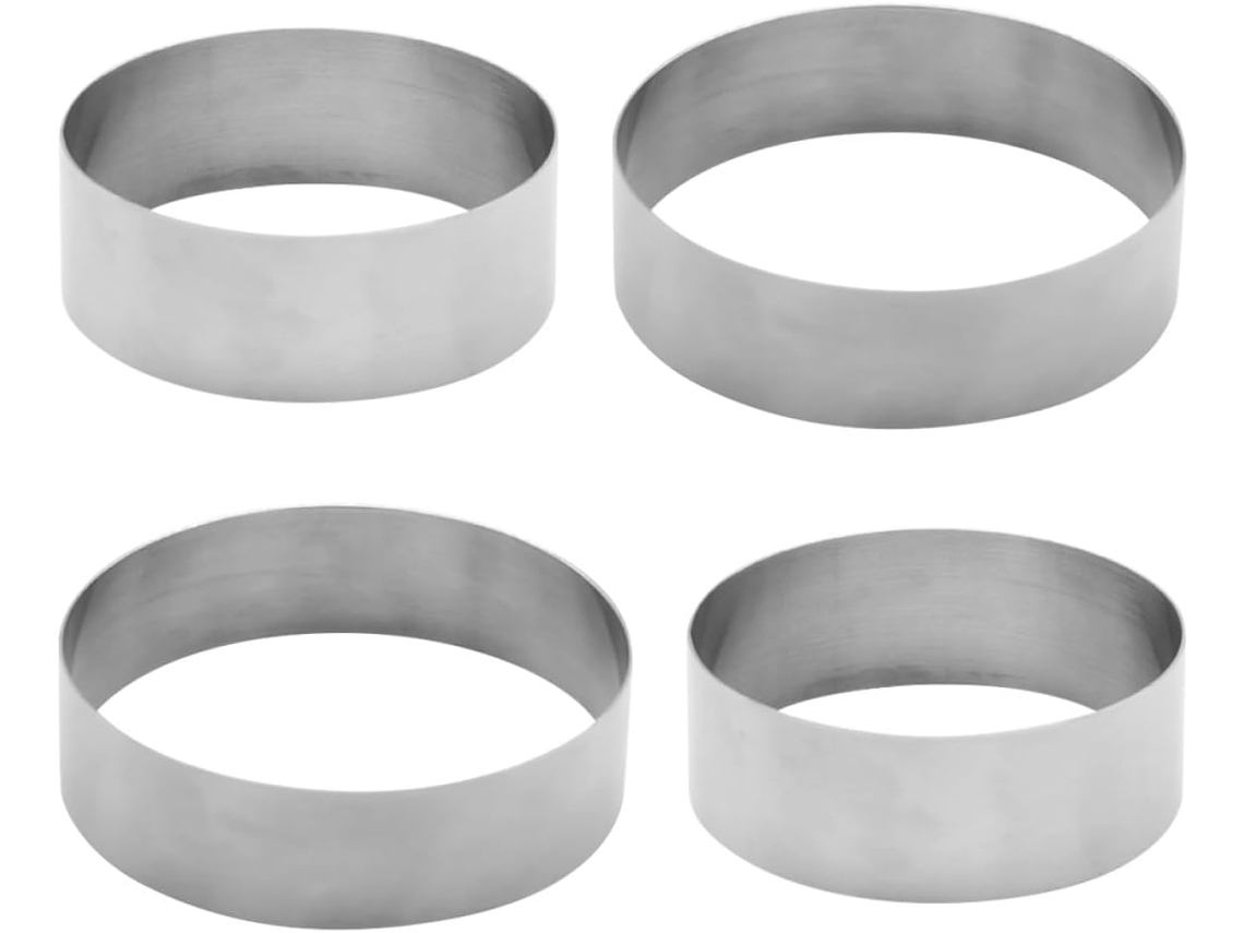 Forma para boliche na cor prata, conjunto de 4 peças, em aço inoxidável