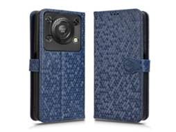 Capa Tipo Carteira Tkdaddy Para Oukitel C60 Pro / C60 Com Estampa De Bolinhas E Couro Sintético, Com Alça De Pulso, Azul Escuro