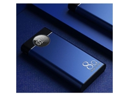 Bateria Portátil 80000mah Com Luz Led, Display Digital E 2 Portas De Saída Usb Azul