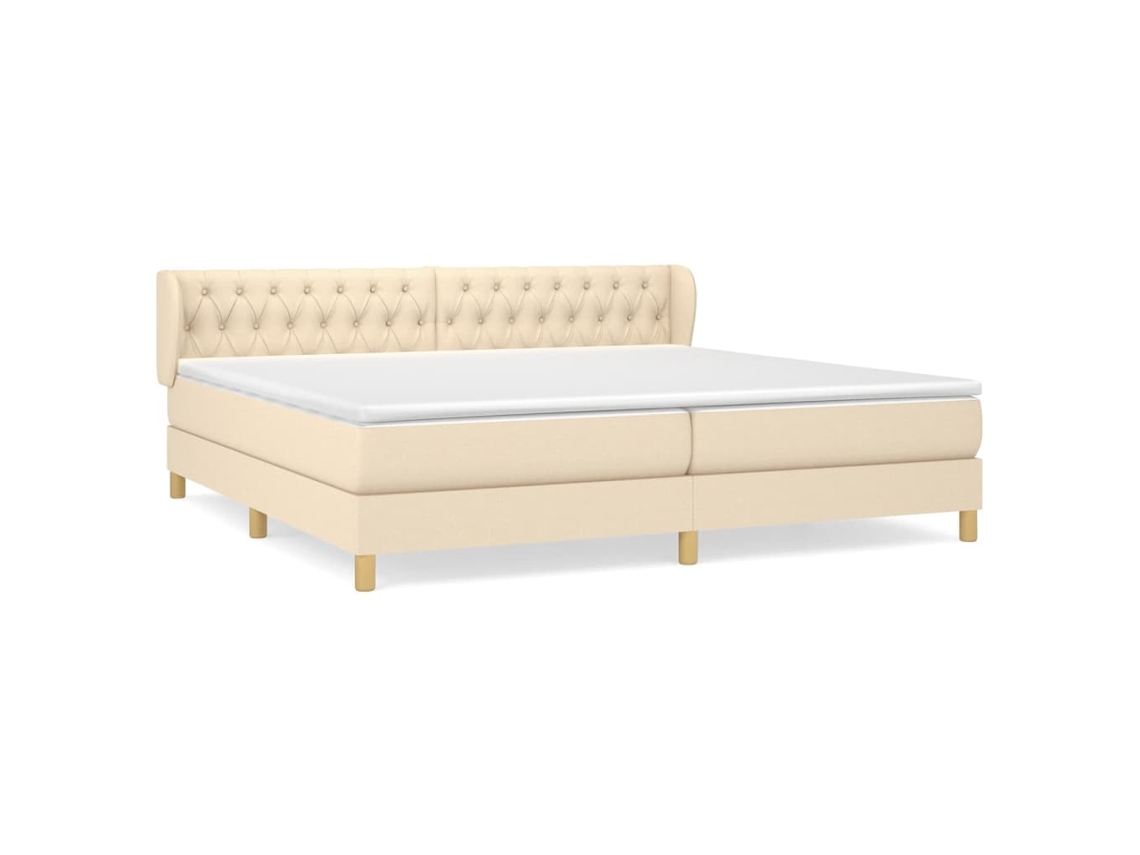 Cama com Molas/colchão 200x200 Cm Tecido Cor Creme MAISON EXCLUSIVE
